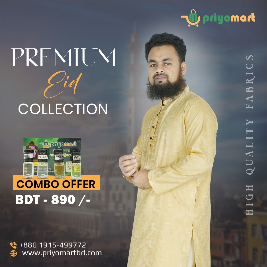 Premium Golden Eid Panjabi & Attar Combo – Limited Edition